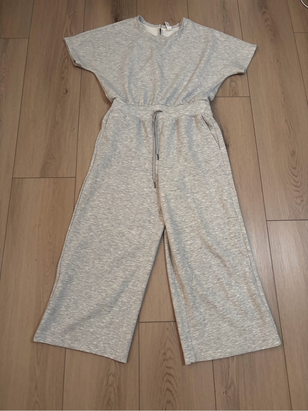 Yogalicious Light Gray Wide-Leg Jumpsuit